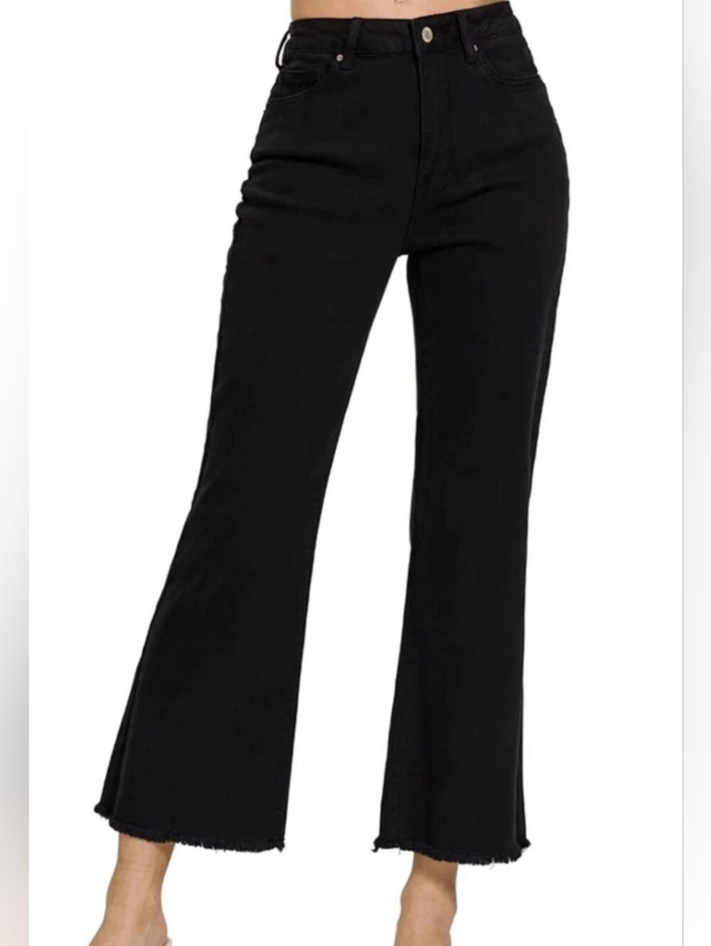 Zenana Frayed Faded Black Pants Size Large Fits 12-14